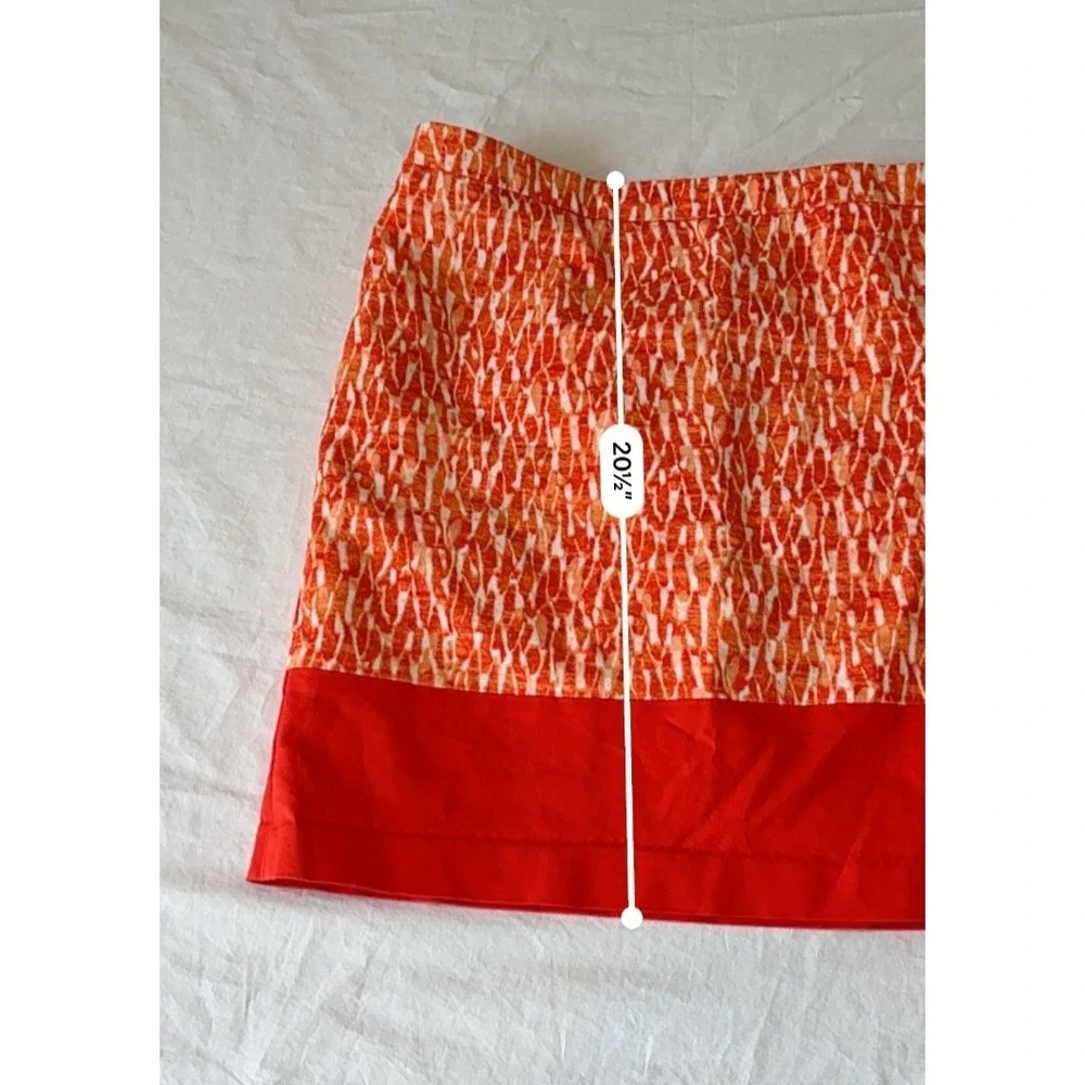 Michael Kors Womens Orange Vibrant Abstract Print Back Zip Mini Skirt‎ Size 16